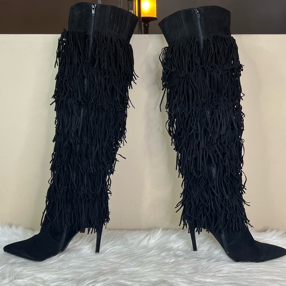 Jeffrey Campbell GoLightly Black Fringe Boot - Picture 5 of 9